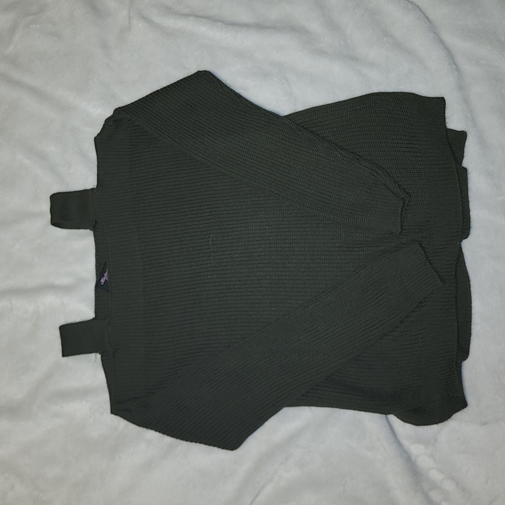 Green off the shoulder sweater